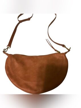 Urban Originals for Anthropologie Luna Slouchy Sling Half Moon bag Saddle Brown